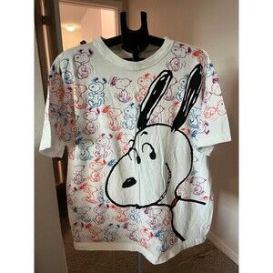 Vintage Peanuts Snoopy All-Over Print Graphic Tee Shirt Size XL